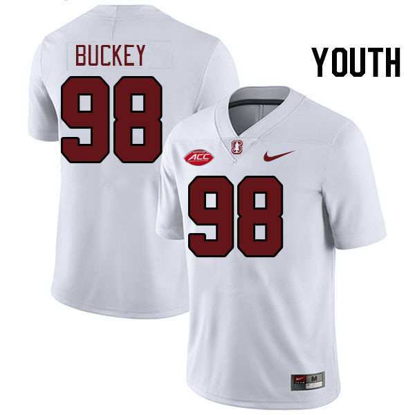 Youth #98 Zach Buckey Stanford Cardinal 2024 ACC Conference College Football Jerseys Stitched-White